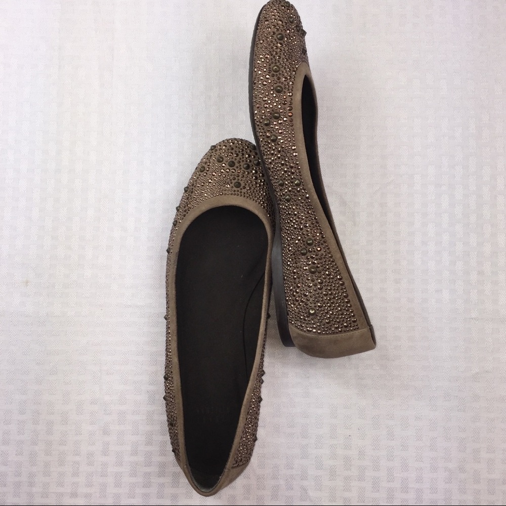 Stuart Weitzman Brown Suede Ballet Flats w/ Studs